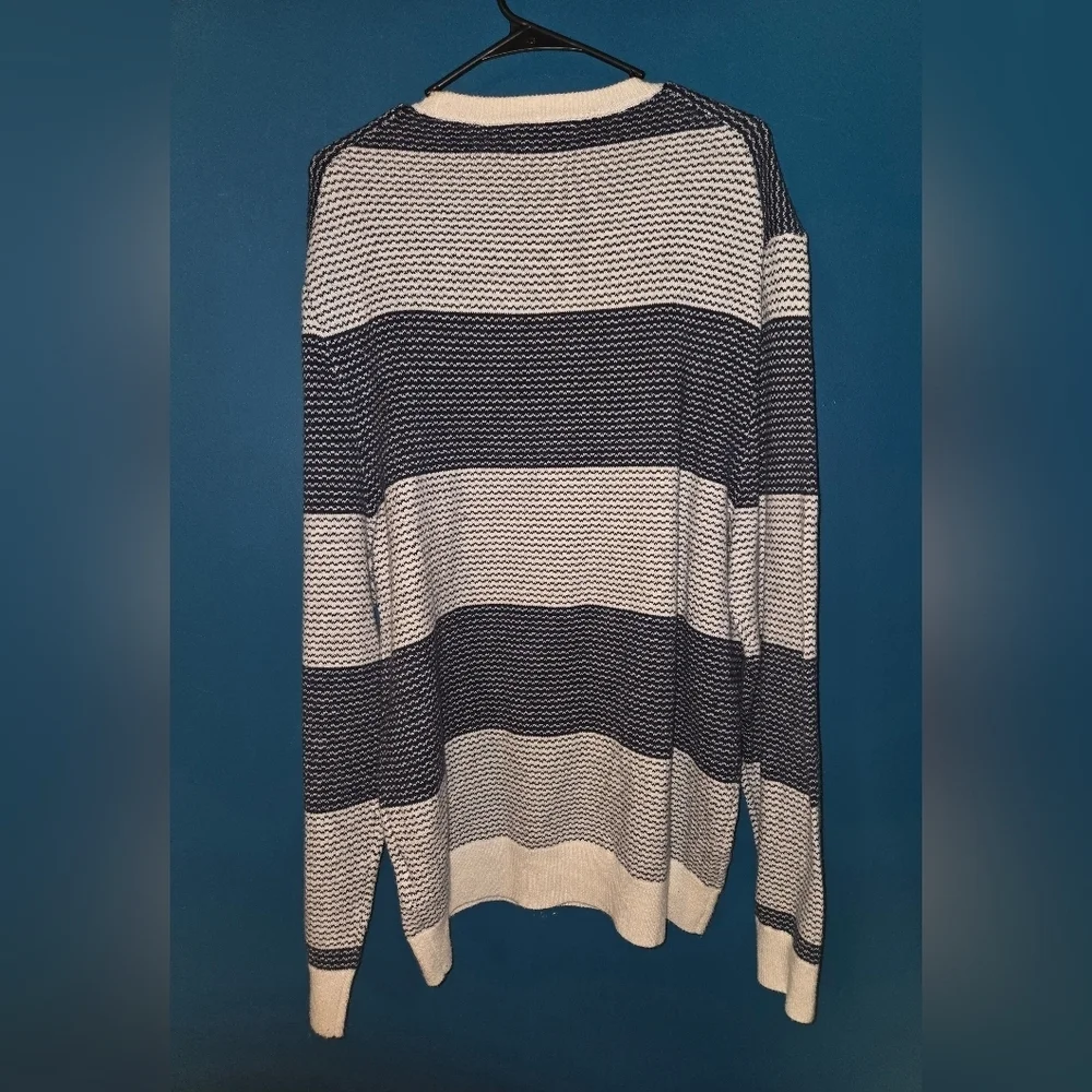Men's Nautica Navy Blue & White Striped Sweater, very soft, nautical, Size XL